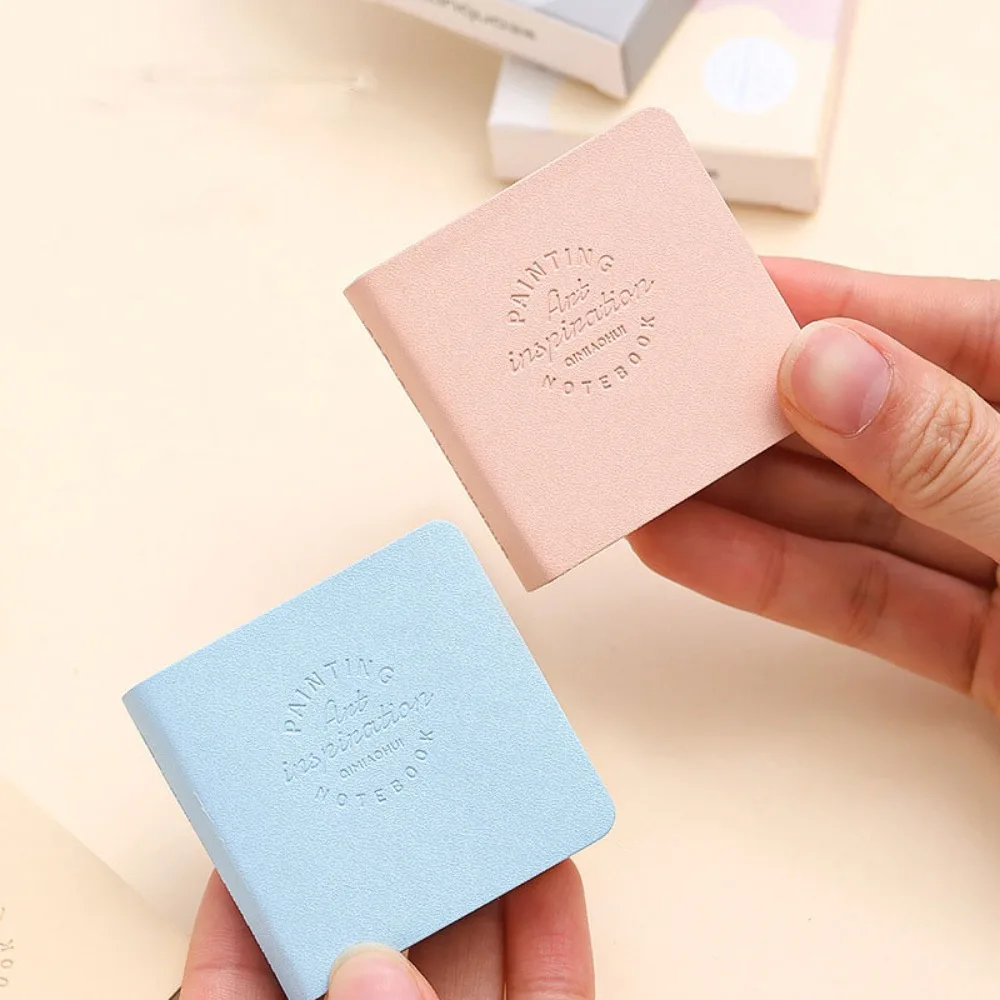 3Pcs Mini Paintbook Portable PU Cover Pocket Drawing Picture Book 5*5cm Square Simple Cute Compact Hand Ledger Notebook