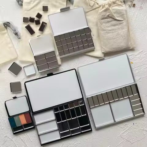 TN Travel Watercolor Box Portable Packaging Acuarela Palette Magnetic Grid Combination Color Palette Beginner Painting Supplies