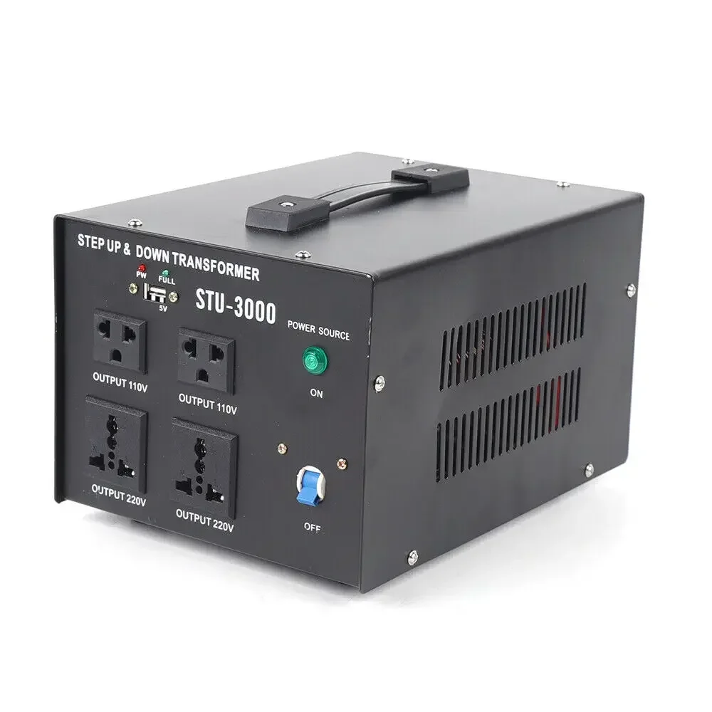 3000W Voltage Converter Transformer Machine Heavy Duty Step Up/Down 3-Prong Plug AC Power Transformer w/ 5 Outlets + 5V USB Port