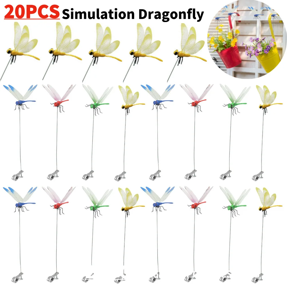 Decor Fake Dragonfly With Clip Simulation Dragonfly Ornament Multiple Colors Black Available For Garden Flower Arrangement