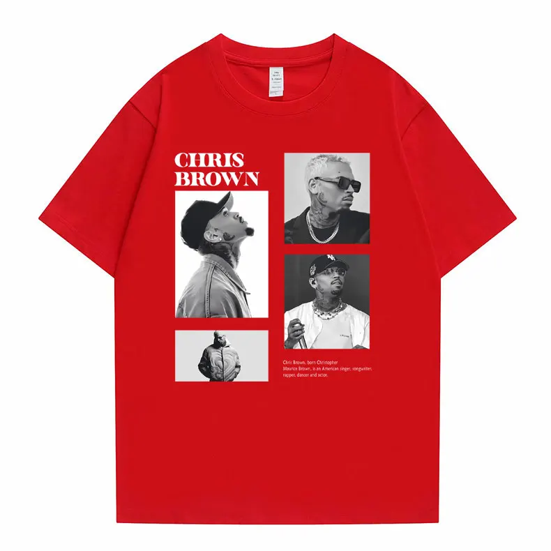 Pop Singer Chris Brown Graphic Print T Shirt Men Women Hip Hop Fashion Oversized T-shirt Tops Men's Casual 100% Cotton T-shirts