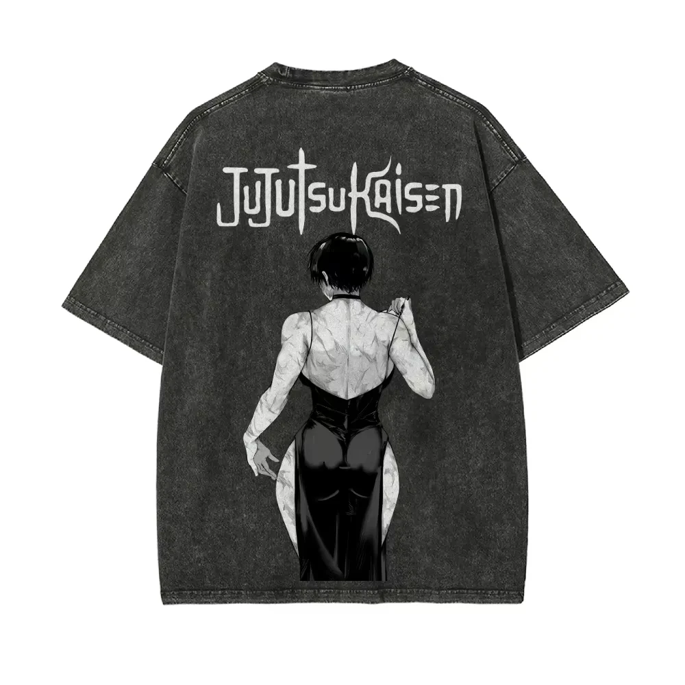 2026 Neues Maki Zenin Jujutsu Kaisen Anime Grafik-T-Shirt für Herren und Damen, Baumwolle, Vintage-Waschung, Streetwear, Sport-Oberteil