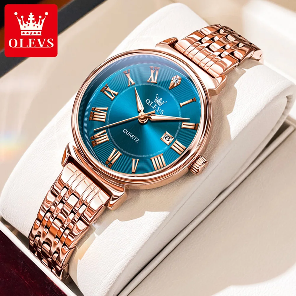 

OLEVS 9997 Fashion Original Quartz Watch For Women Roman Scale Calendar Ladies Hand Clock Waterproof Dress Wrist Watches 2024