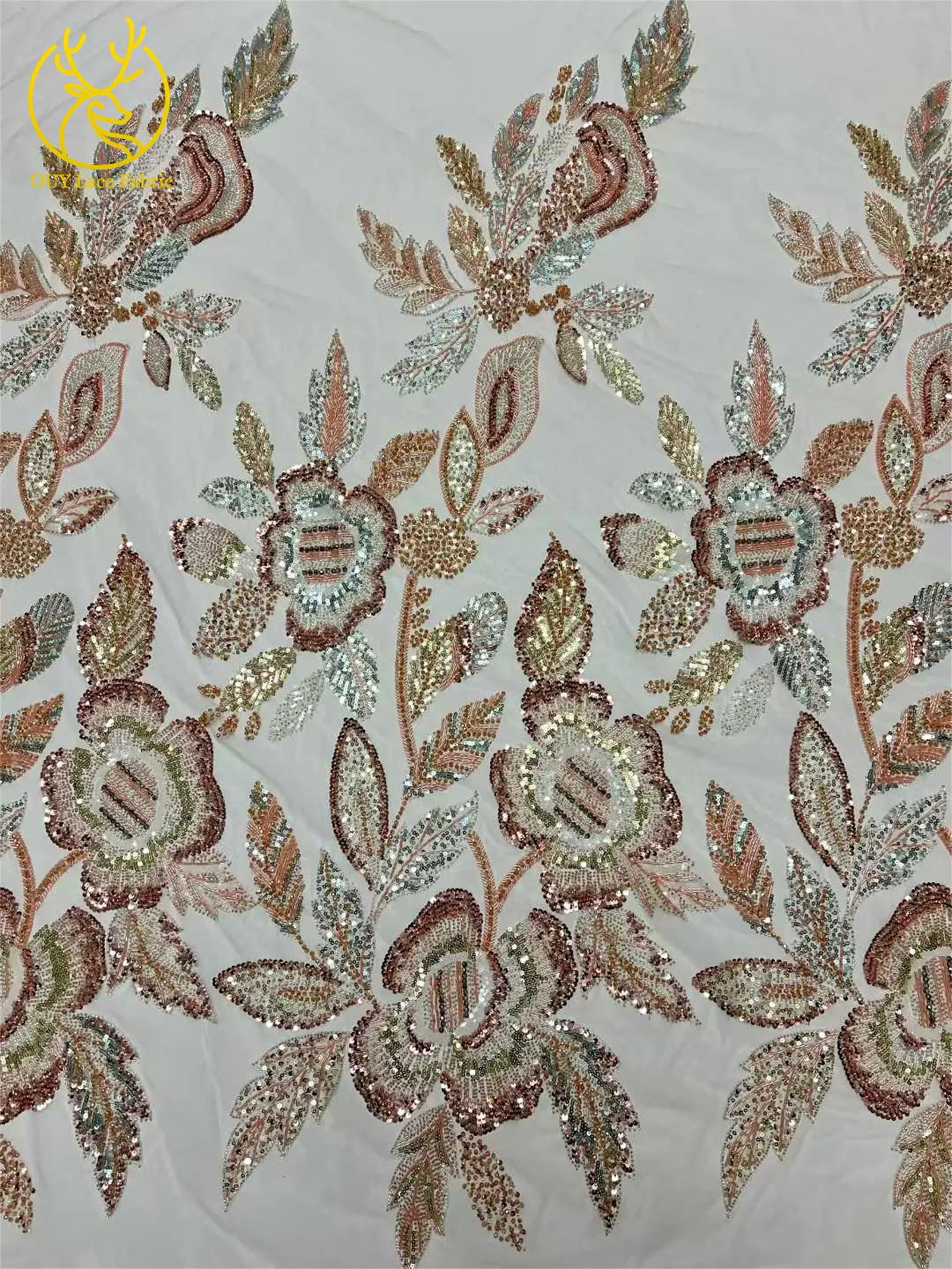 Eleganter Hochwertiger Afrikanischer Spitzenstoff 2026 Königlich Bestickte Französische Pailletten-Spitze für Damenkleider Hochzeitskleidung Näharbeiten – Detail 13