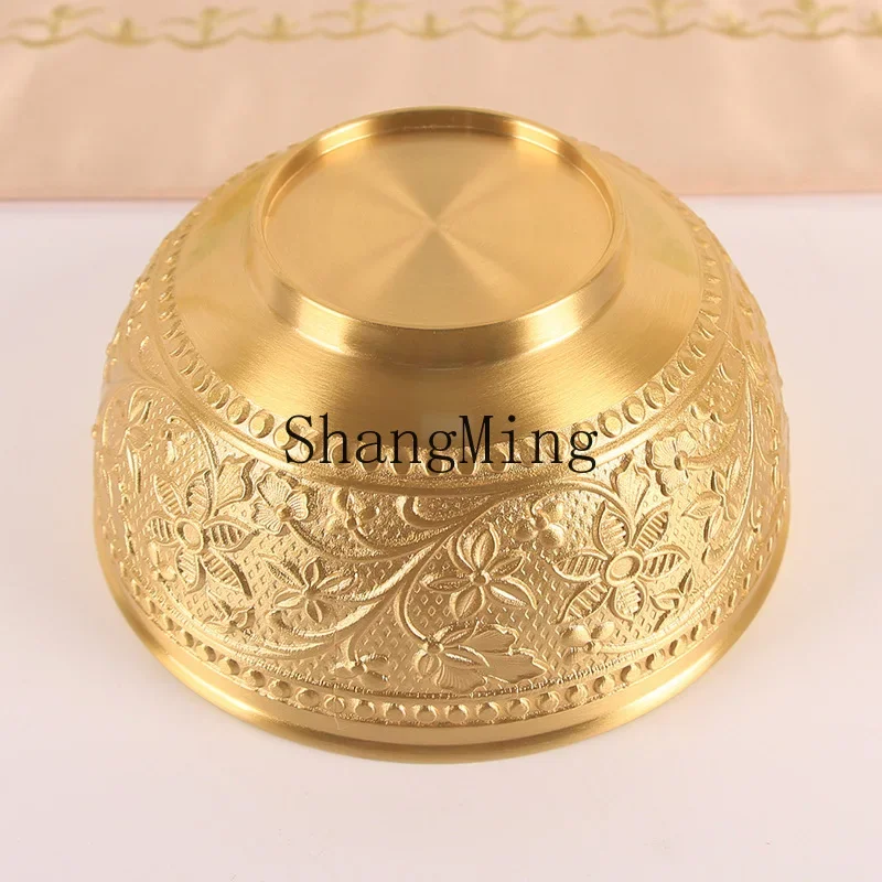 

CL high-grade brass bowl handmade pure copper thickened copper bowl chopsticks spoon household gift engraving gold rice bowl