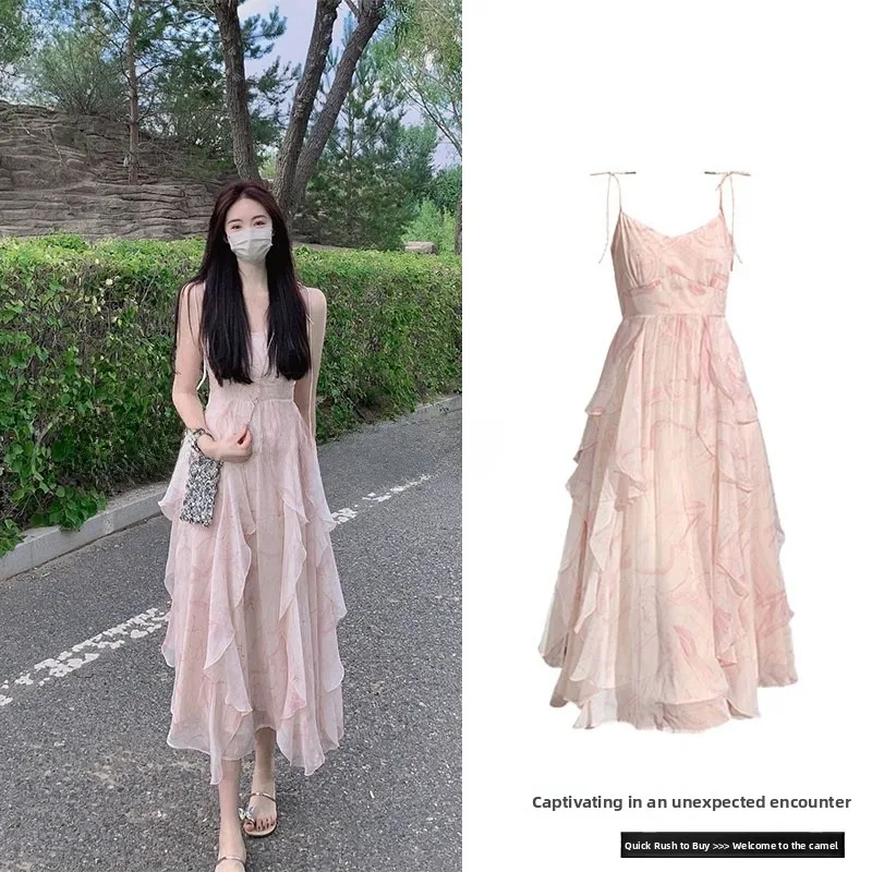 夏らしい花柄プリントのマキシ丈ワンピース、レディースプラスサイズ、Vネック、ハイウエスト、Aライン、ガウン、スベル・バル・エレ、丈夫な素材