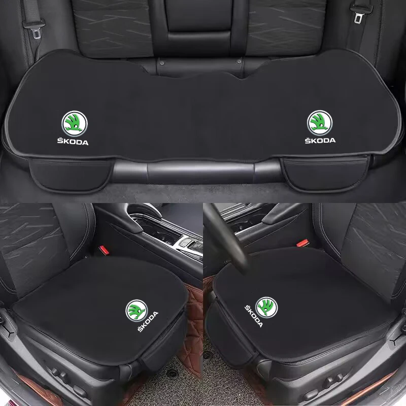 Auto Vorne Hinten Sitzkissen Flanell Nicht-Slip Abdeckung Für Skoda Octavia Superb Schnelle Kodiaq Karoq Fabia Kamiq Enyaq Auto zubehör