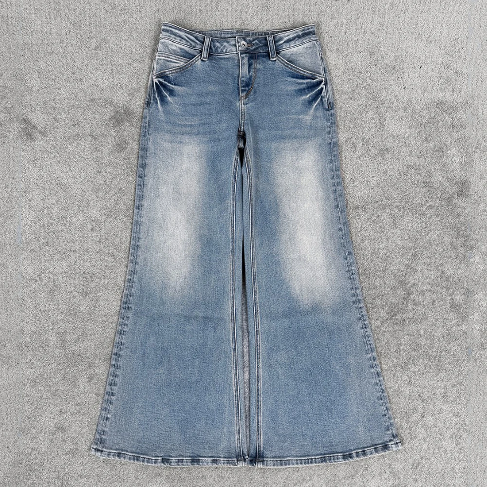 

Women Cotton Blend Wide Leg Jeans High Waist Baggy Flared Denim Pants Casual Streetwear Trousers New Summer 2026 Y2K Collection