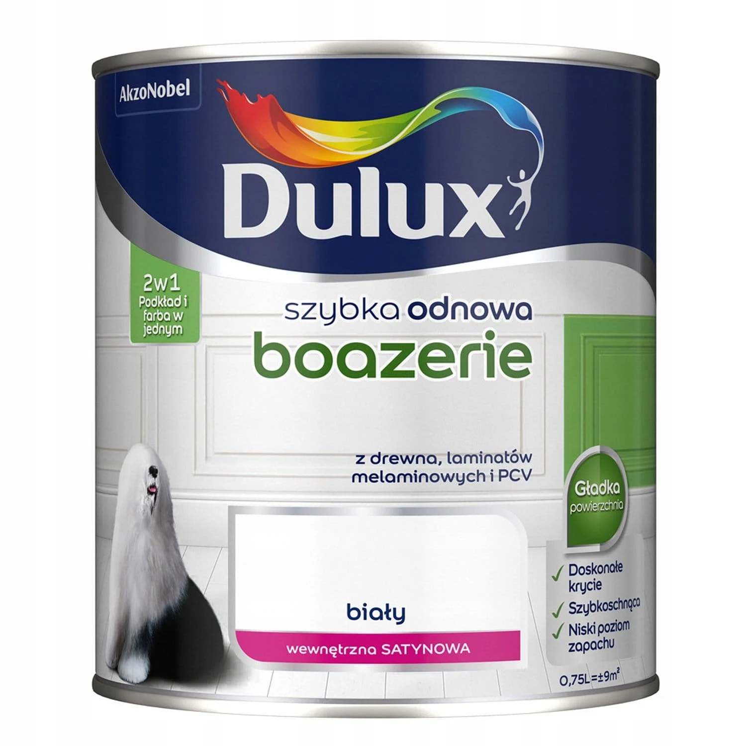 Peinture de rénovation rapide Dulux pour panneaux muraux Blanc Satin 0,75L