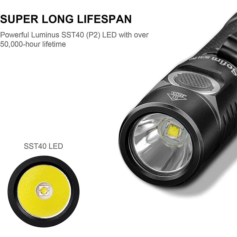 Sofirn SC31 Pro senter 18650 2000LM, senter SST40 5V/2A LED dapat diisi ulang portabel, lentera USB C Anduril 2.0