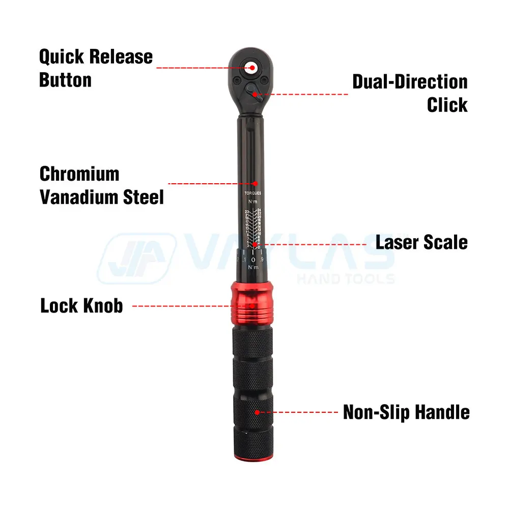 Imagem -04 - Bike Torque Wrench Conjunto 0.1 N.m Micro-ajuste Polegada Drive Clique Torque Wrench Dual-direction Bicicleta Tool Kit 224n.m