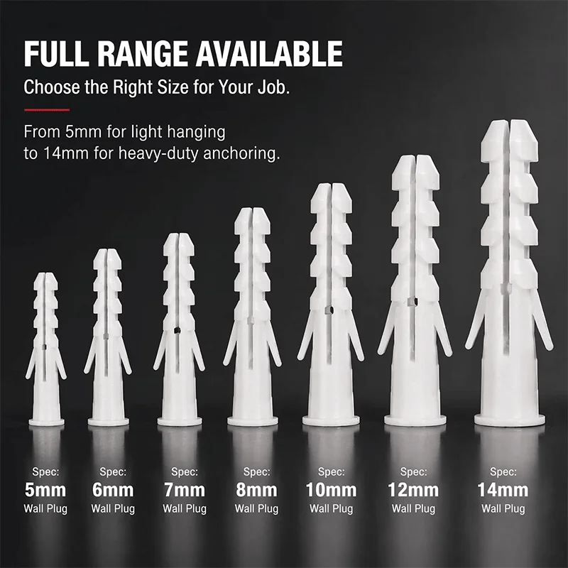 White Plastic Expansion Tube M5 M6 M7 M8 M10 Pipe Anchor Wall Plug Anchors Applicable To Self-tapping Screw Wall Anchors Plug