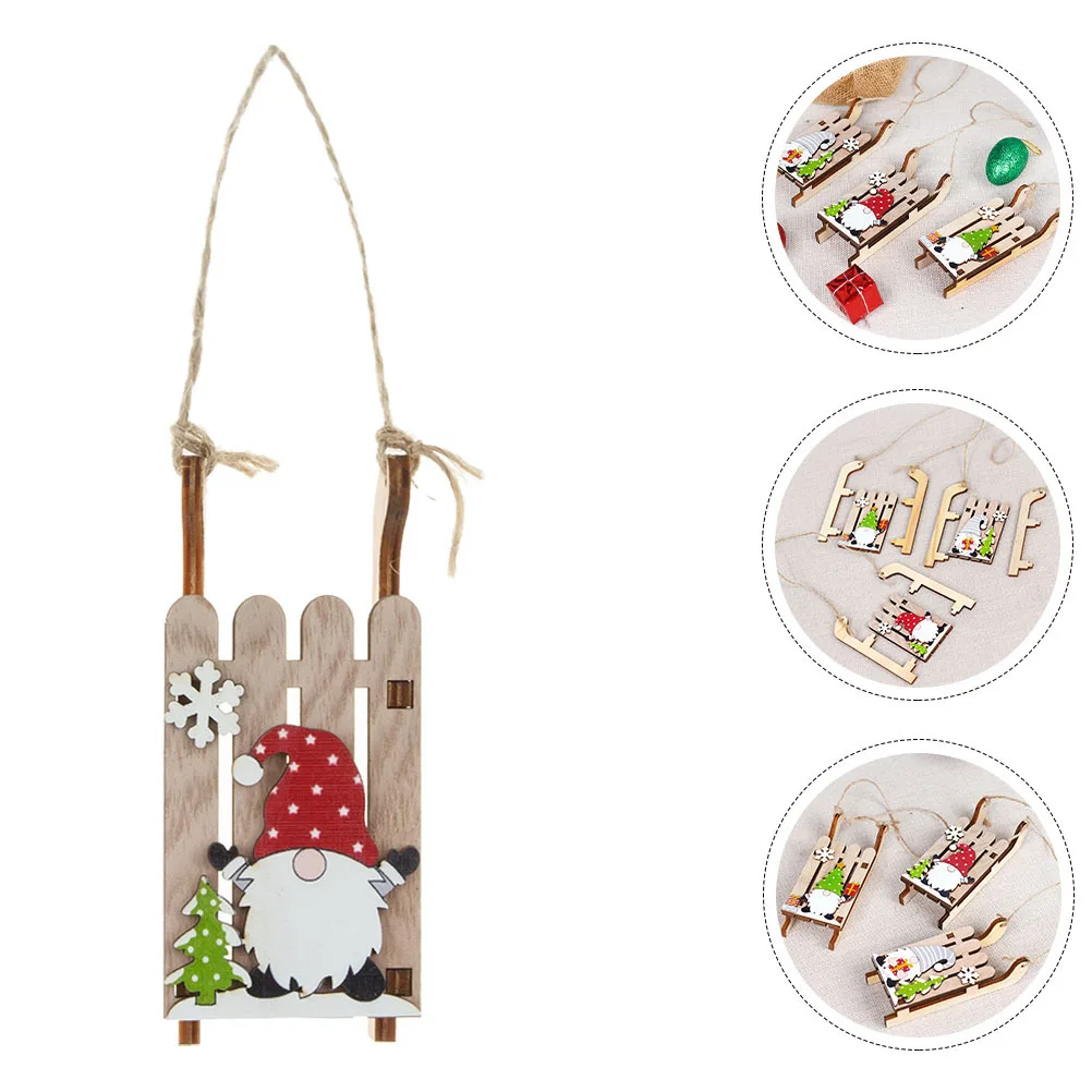 

Christmas Tree Decoration Pendant Sled Small Sleigh Miniature Wood Crafts Elder