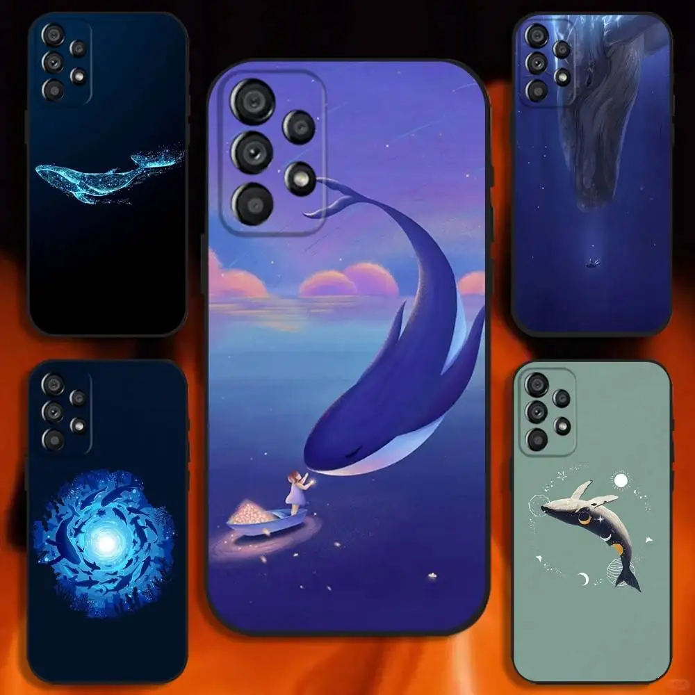

Whale Cartoon Whale landing Phone Case For Samsung Galaxy A20,A21s,A22,A31,A32,A52,A53,A72,73,A80 Soft Black Cover