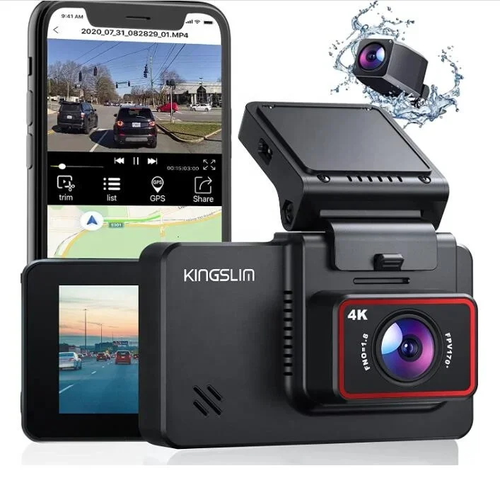 Front 4K rear FHD Wifi built in GPS Dual recording Video Recorder, dashcam, car dvr camera, camcorder Amazon hotsale