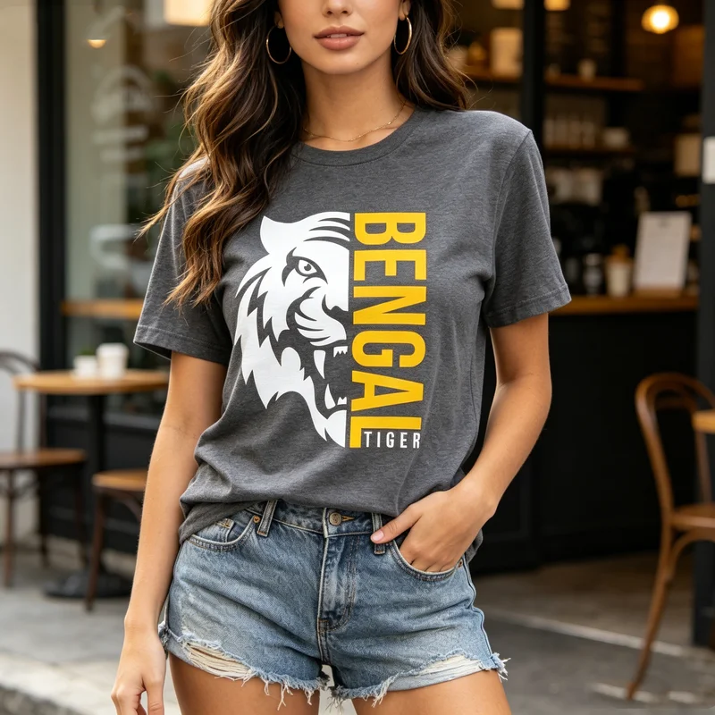 Camiseta Vintage con Gráfico de Tigre de Bengala para Hombre y Mujer, de Algodón, Manga Corta, Estilo Casual Urbano, Top Y2K, Camiseta Oversize