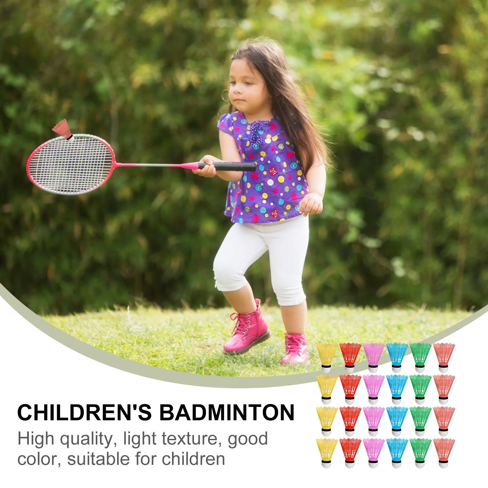 

24 шт. детских воланов: разноцветные пластиковые воланы для бадминтона, легкие, прочные, безопасные, для веселых игр