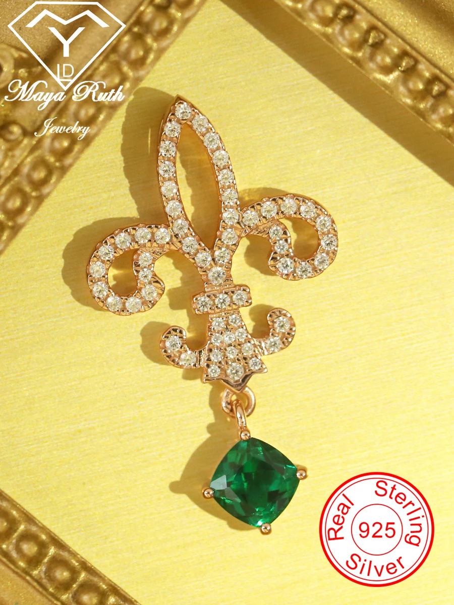 

Created Emerald 925 Sterling Silver Designer Pendant New Trend For Women Vintage Aesthetic Style Dating Charm Retro Halo Jewelry