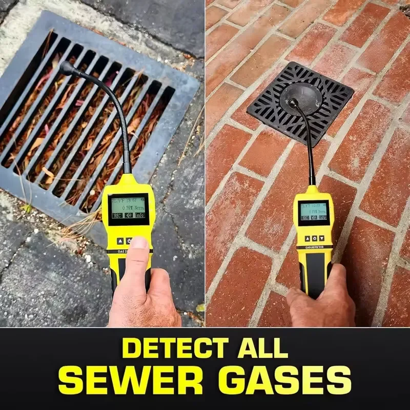 Forensic Sewer Gas Leak Detector High Accuracy Sensor 20 Year Service Life Multi Mode Audible Vibration Visual Alarm Bathroom