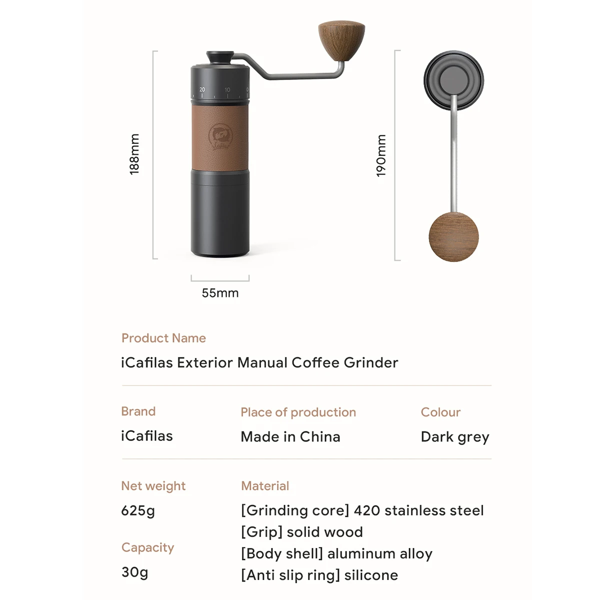 Manual Coffee Grinder Portable Mill Adjustment Stainless Steel Burr Handmade Coffee Bean Grinders Milling French Press Thermos