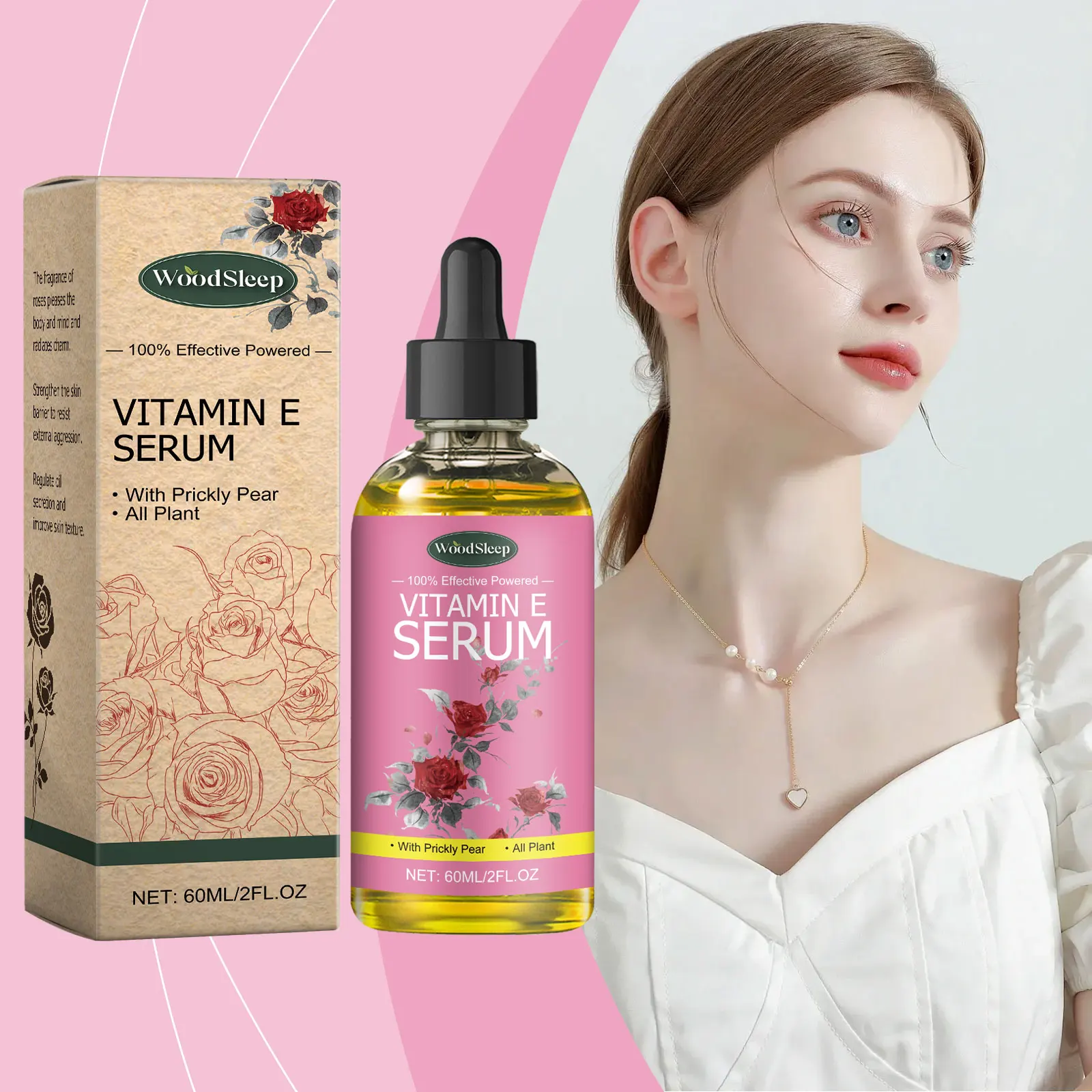 

Woodsleep Rose Vitamin Facial Essence Oils Fade Fine Lines Lifting Firming Improve Smooth Skin Care Products Face Brighten Serum