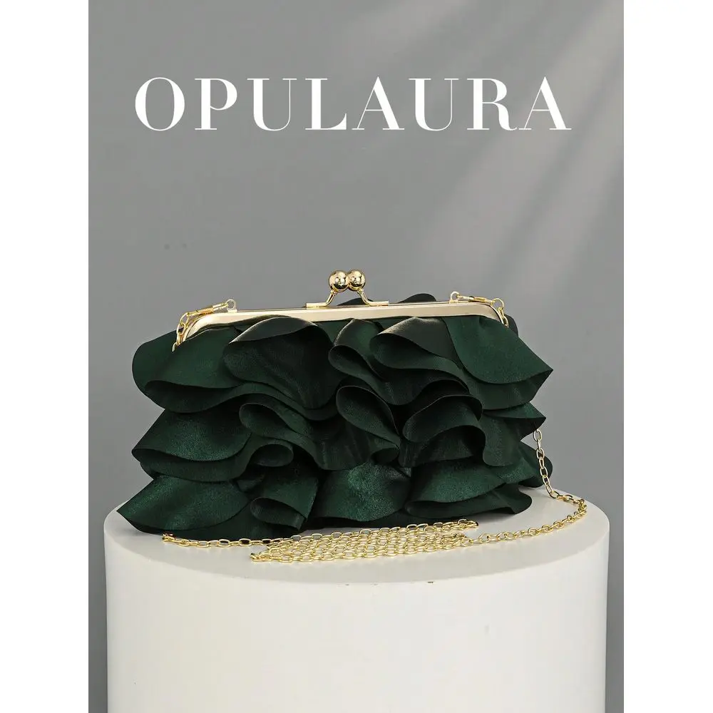 

Womens Elegant Charming Petal Banquet Clutch Bag, Ruffle Design Handbag For Evening Dress, Suitable For Wedding Vacation Formal
