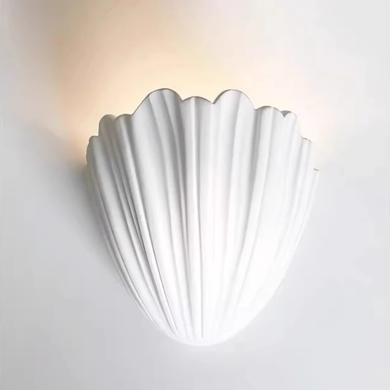 Plaster Shell Wall Lamp Luxury Vintage Minimalist Wall Light Living Room Study Corridor Lighting Lamps Home Decoration Lights