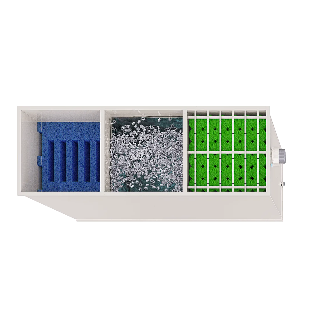 أنظمة تربية الأحياء المائية كوي بركة تصفية معدات زراعة الأسماك PP السرير المائل تدفق الجاذبية قوة بركة تصفية بركة تصفية