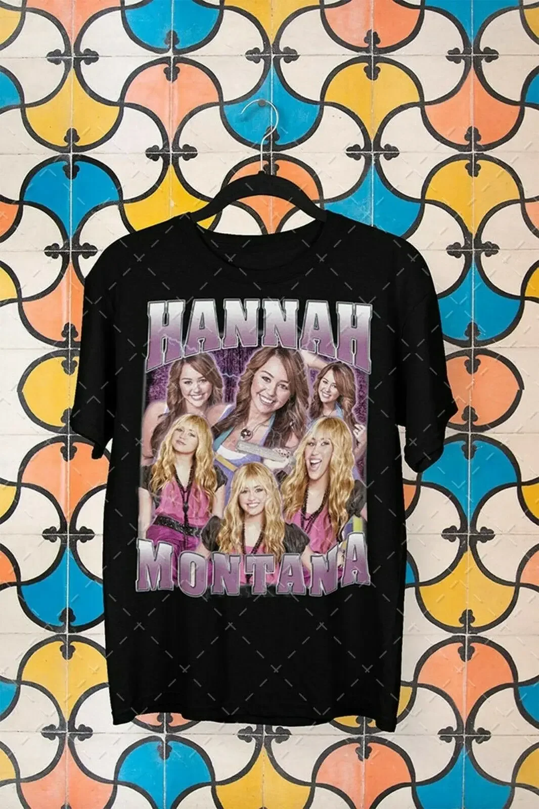 Hannah Montana Shirt Miley Cyrus Printed Graphic Tee Music Rap Hip-Hop T-Shirt