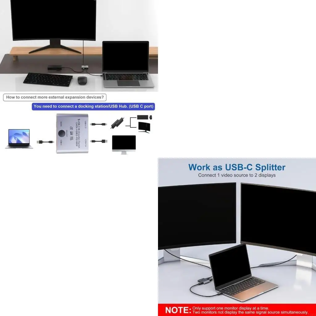 

8K USB C KVM Переключатель Bideiveral USB C Switcher для 2PC Easy 1 Переключение клавиши 2 в 1ут и 2 в 1Out 3440x1440