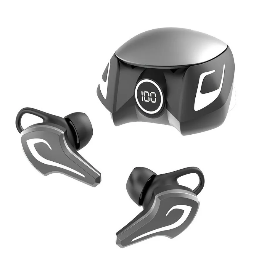 Conjunto sem fio para jogos, redução de ruído binaural, conjunto de música intra-auricular, display digital tipo c, cabine de luz ambiente colorida