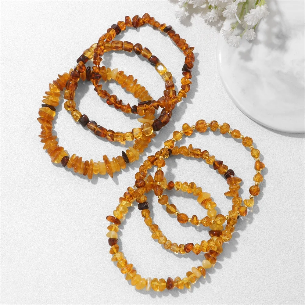 Bracelet en ambre irrégulier unisexe, perles végétales authentiques, 100% pierre minérale naturelle, bijoux de guérison médicale, cadeau, vente en gros