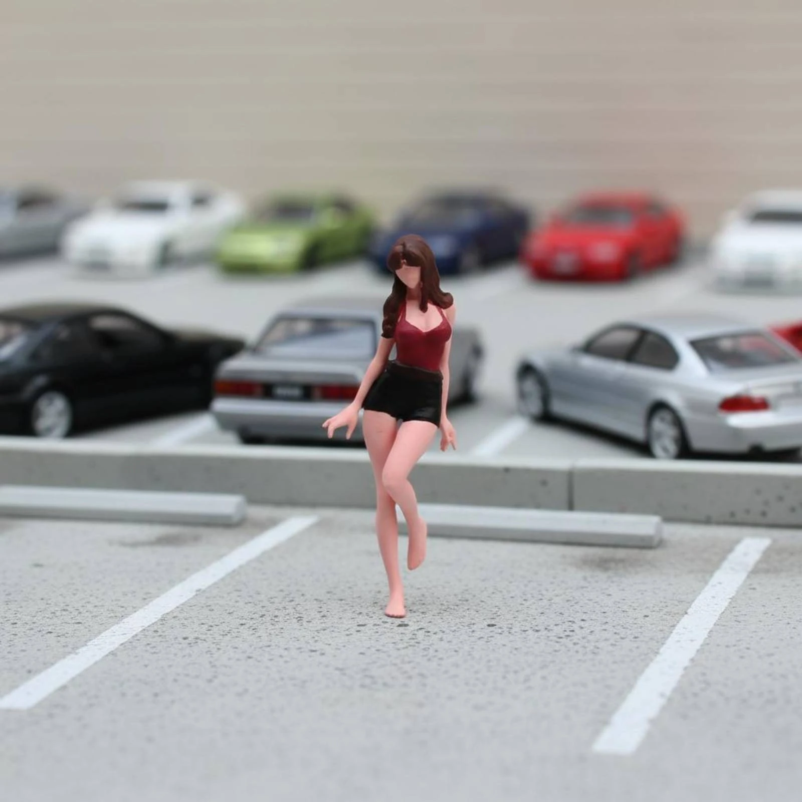 Miniature Female Figurine Long Hair 1/64 Lady Prop Display Model Slim Body Collectible Collection Item