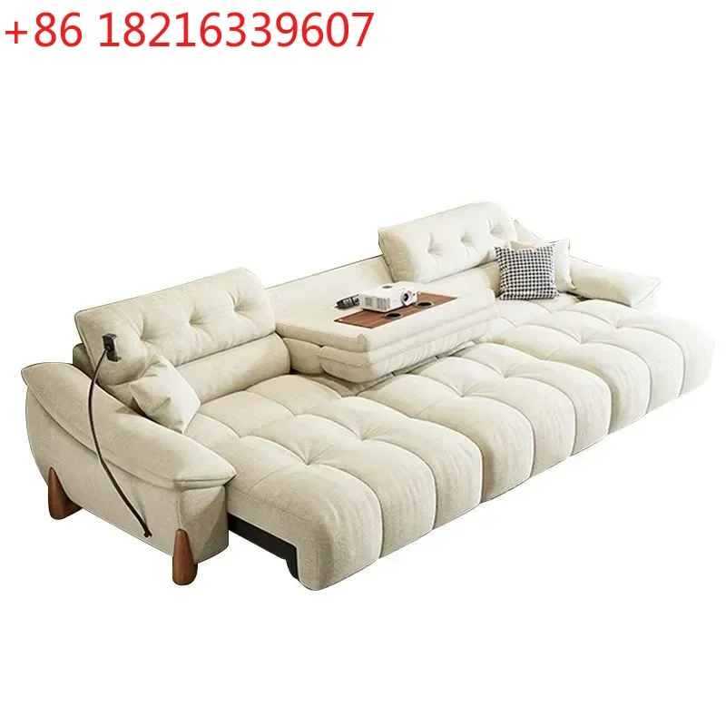 YAO Electric Multifunctional Sofa Bed Zero Wall Retractable Space Saving Flip Design Flannel Living Room Furniture