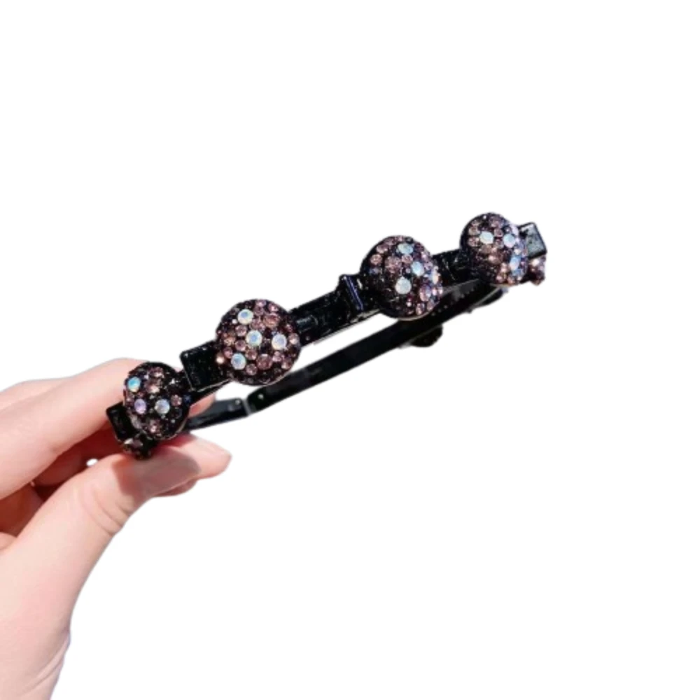 

Antislip Rhinestone Bangs Fixed Headband Elegant Sweet Hair Bands with Clips Headwear Korean Style Shiny Hair Hoop Banquet