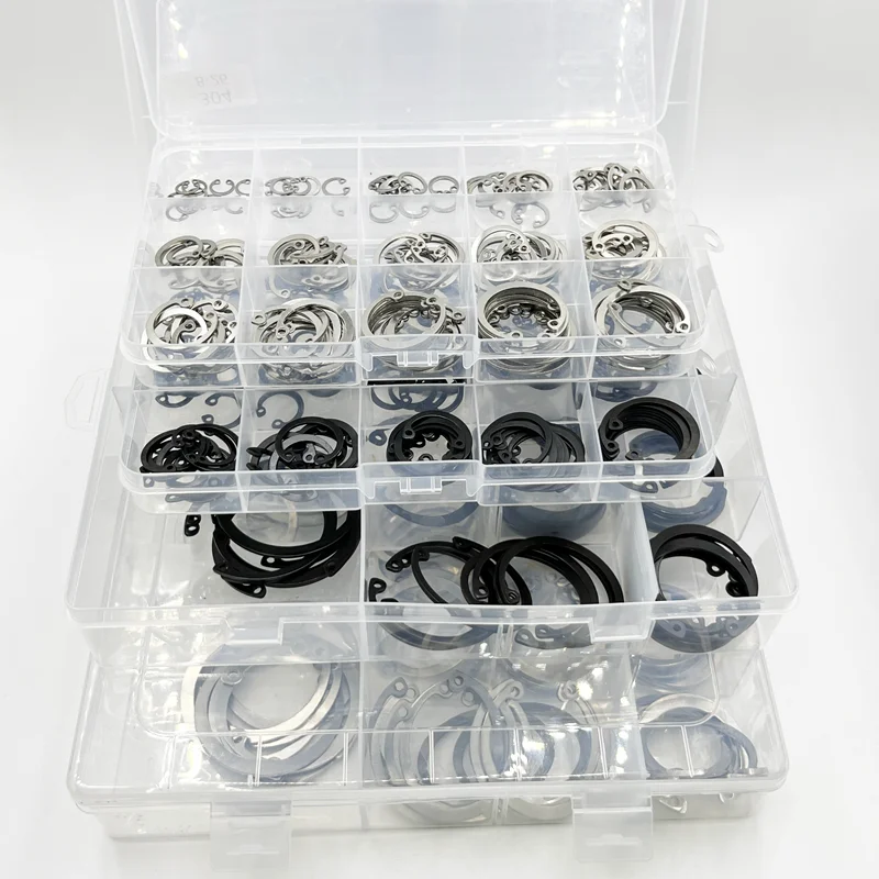 Interner Sicherungsring-Halteclip vom Typ C aus Edelstahl, Sicherungsring für Lochsortiment-Set, schwarzes Schaftlochloch 304, M8-M48 – Detail 5