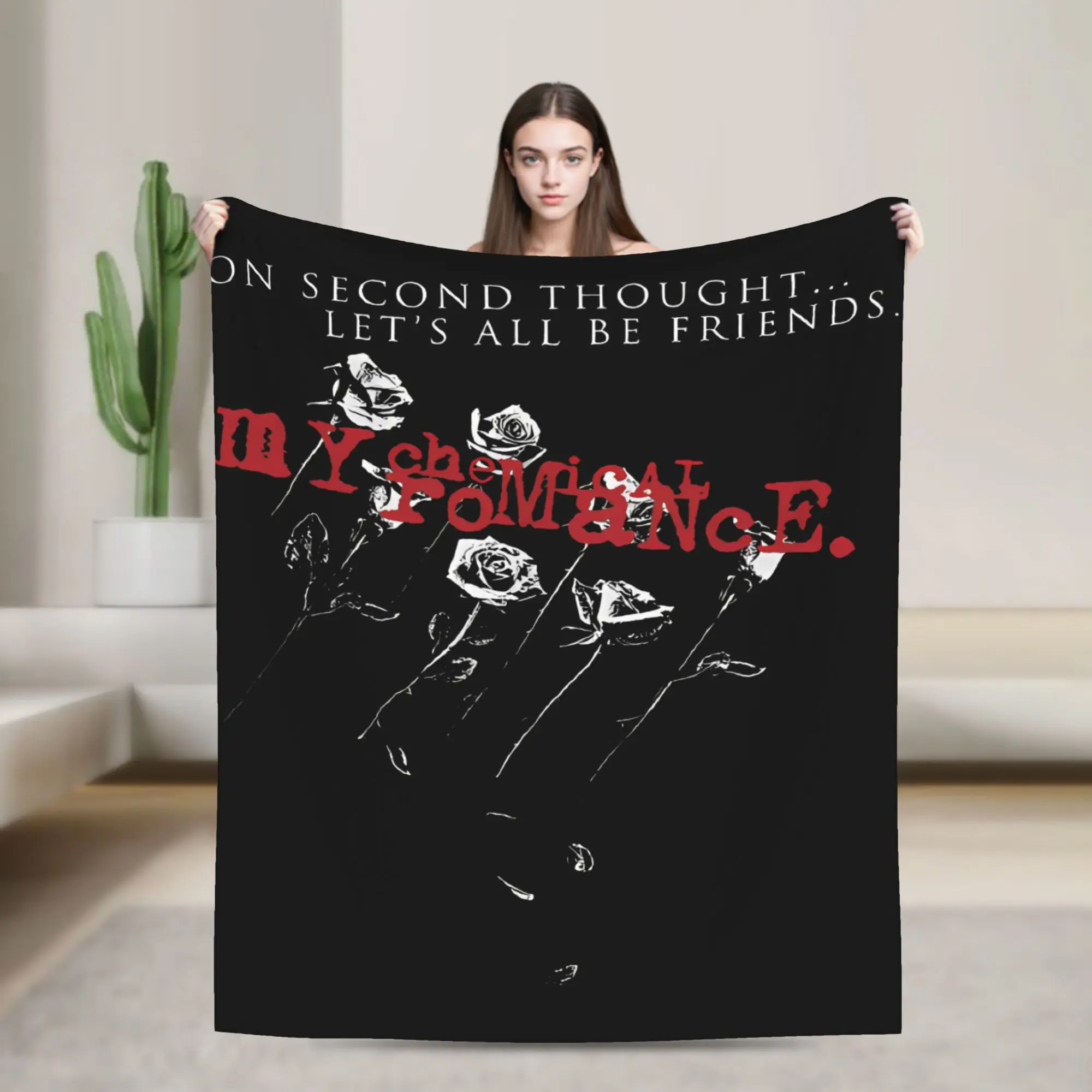 Warm Soft Blanket My Chemical Romance Let's All Be Friends Throw Blanket  Flannel Bedspread For Couch Chair Bed Sofa Bed Cover