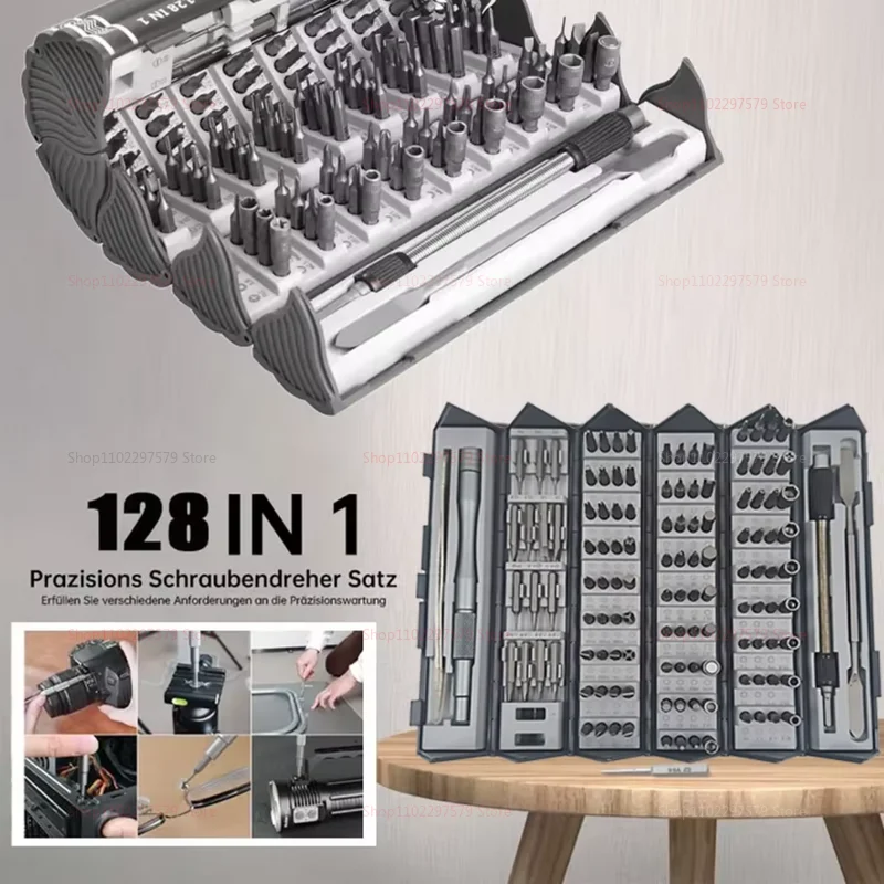 128 in 1 Precision Screwdriver Set with Magnetic Flexible Shaft Repair Tools for PC iPhone Watch Camera Glasses and Electronics