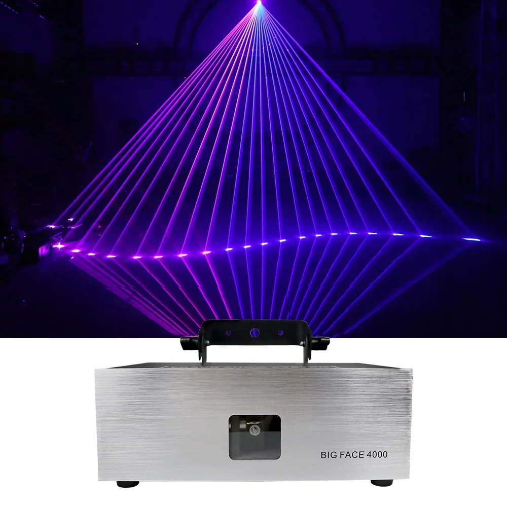 Big Face 4W RGB 3 IN 1 Full Color Laser Light High Bright Scan Line Beam Stage Lighting Projector Cartoon DJ Club Disco Lamp