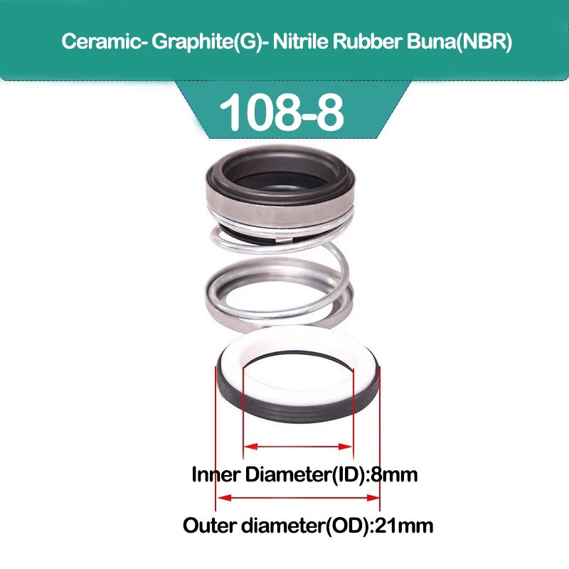 1 Stück 108 mechanische Dichtung 108–25 Dichtungsring, Öldichtung, hochtemperaturbeständig, Wasserdichtung, einzelne Feder für Wasserpumpe – Detail 4