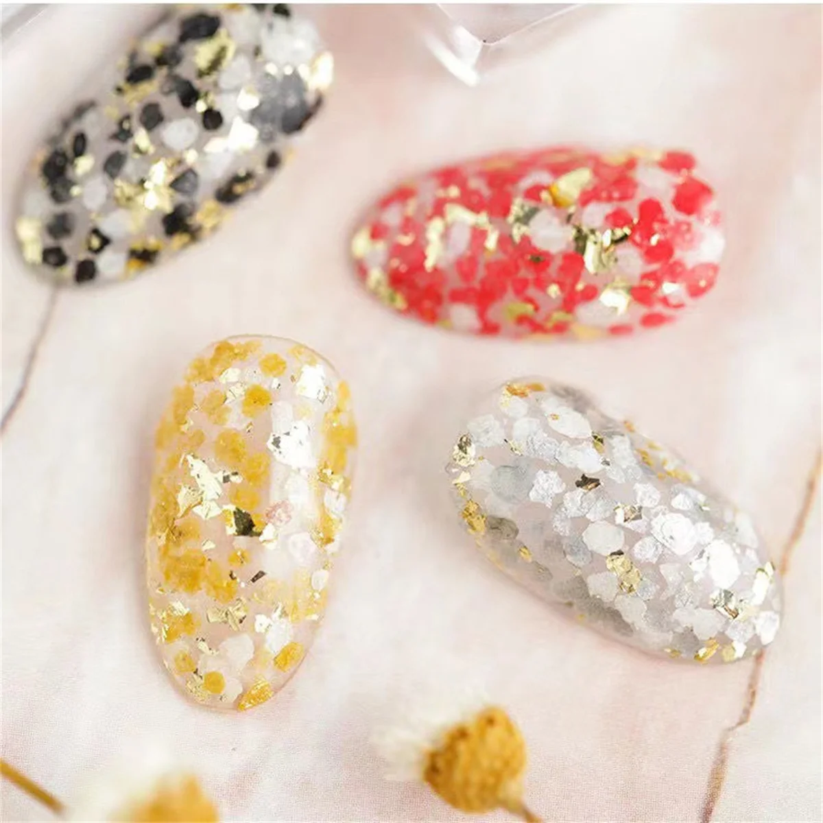 金箔のきらびやかなパウダーシート,マニキュア,紙,フレーク,芸術的な創造の装飾,1セット,6個