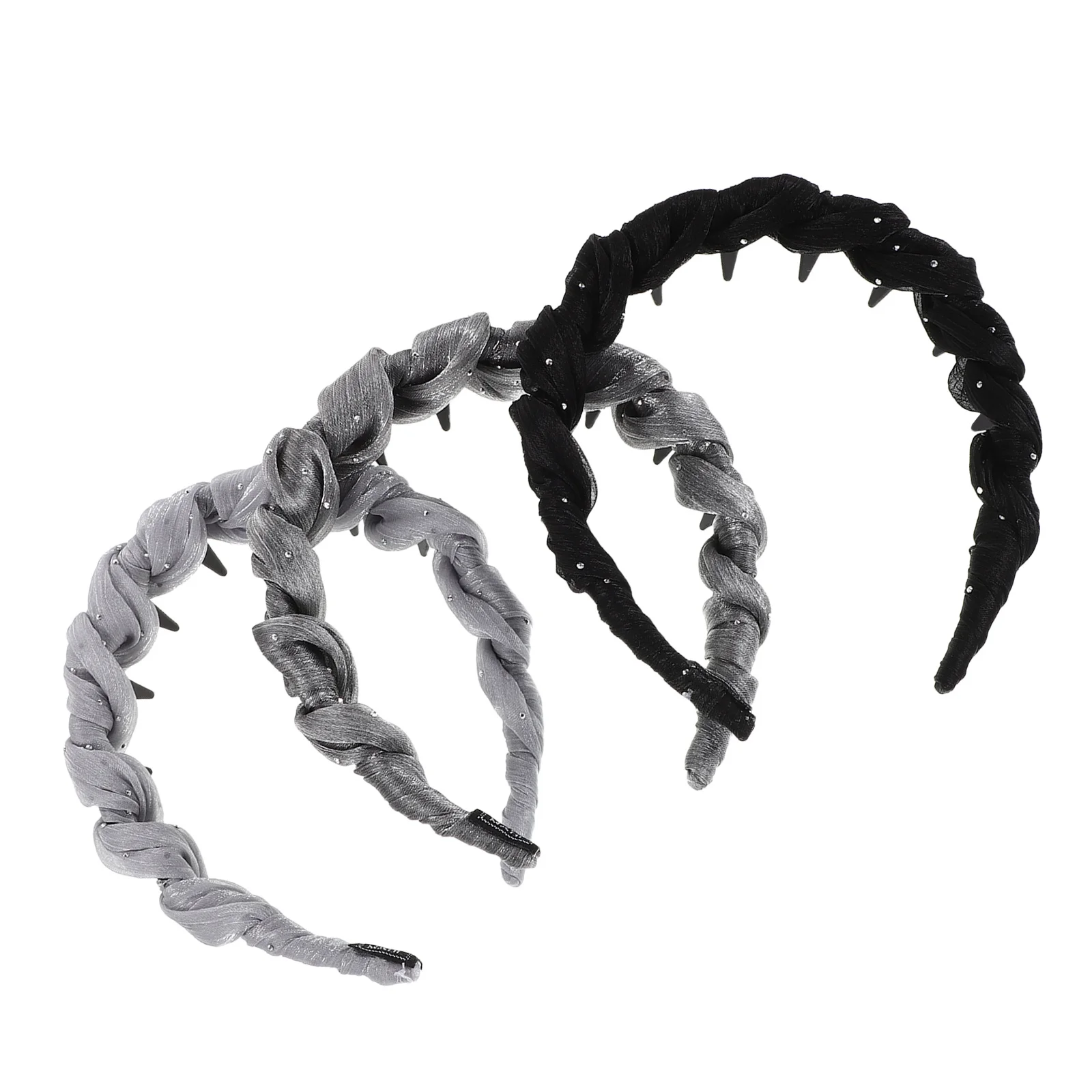 

3pcs Mesh Headband With Teeth Non-Slip Hair Hoop For Women Face Washing Makeup Skincare Facial Care Black Deep Gray Light Gray