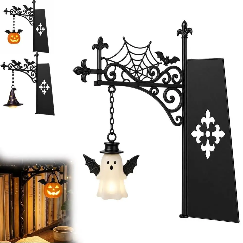 Cozy Ghost Shape Halloween Library Shelf Lanterns Figurine Glowing Effect LED Night Lights Cut Desk Glowing Decor