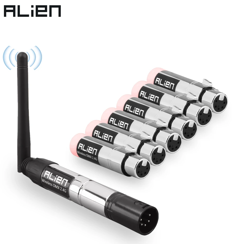 alien receptor transmissor sem fio para disco dj party par movendo feixe de cabeca luzes laser controlador dfi pin din dmx 512 24g 01