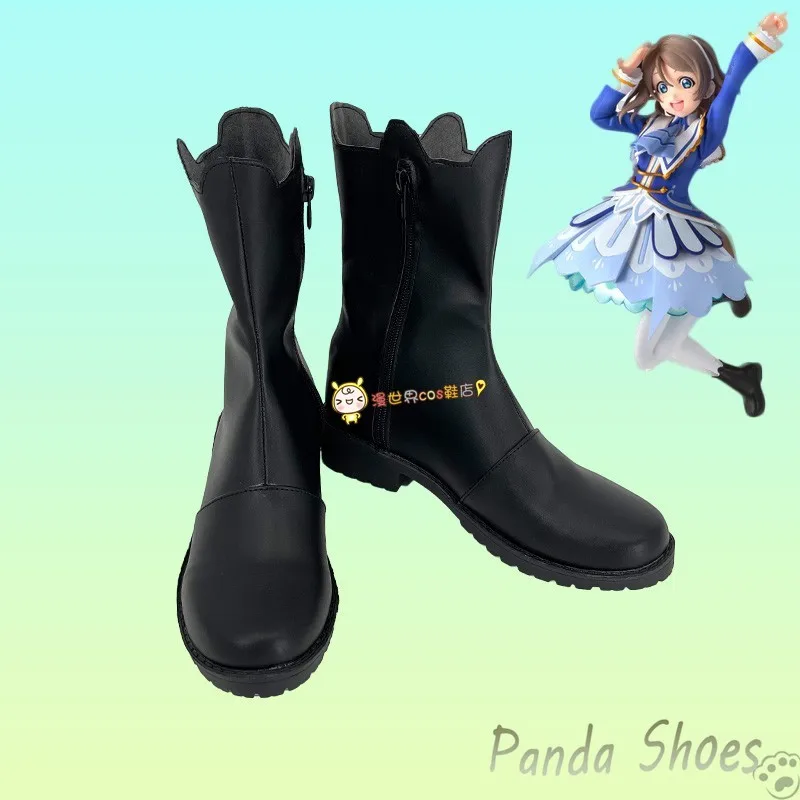 Lovelive Sunshine Takami Chika Cosplay Shoes Anime Black Cos Boots Comic Cosplay Costume Prop Shoes for Con Halloween Party