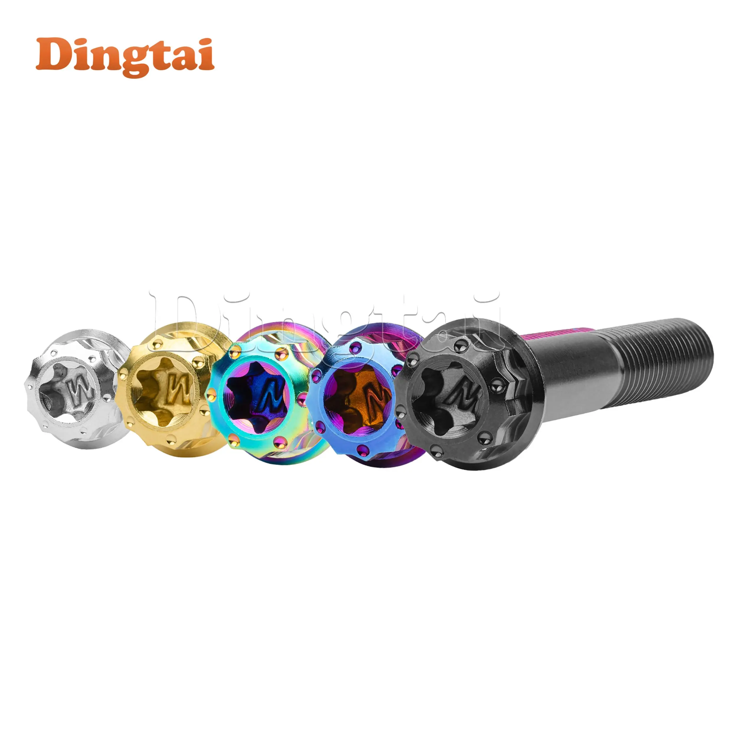 10PCS Dingtai Titanium Bolt M6x10 15 20 25 30 35 40 45 50mm Flange 12-Point Torx Head with 'W' Logo Screw for Motorcycle Car Fas