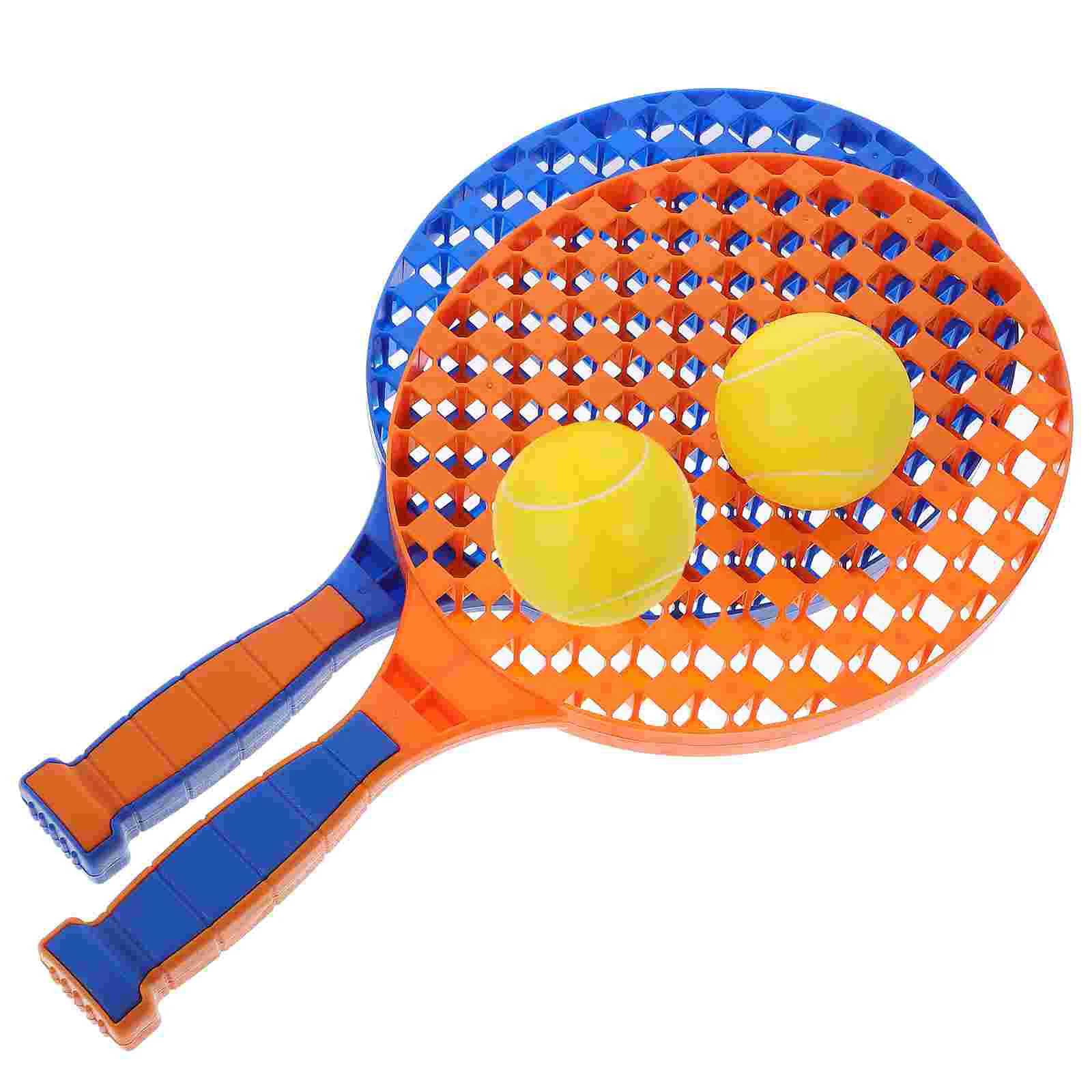 2 Plastic Badminton Rackets Kids Tennis Set Light Portable Anti Skid Handle Sports Toy For Children Outdoor Play Gift