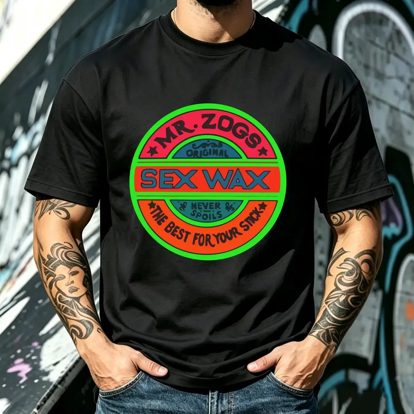 washed T Shirt Mr Zogs Sex Wax Large Neon 3 Logo Premium Outlaw Surf long or short sleeves vintage Washed Top For Everyday Wear