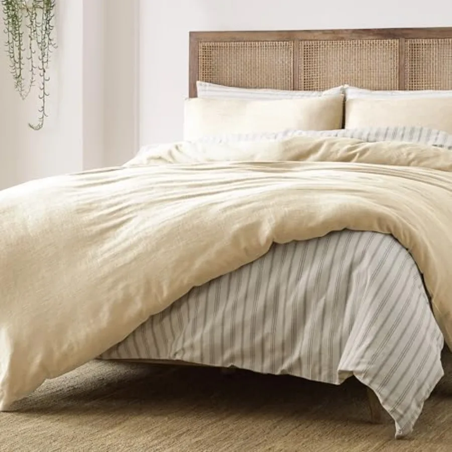 

Комплект постельного белья из 100% хлопка, 3 предмета, с эффектом stonewash, размер 104 x 92 дюйма, с 2 наволочками, одеяло в комплект не входит, Vivie