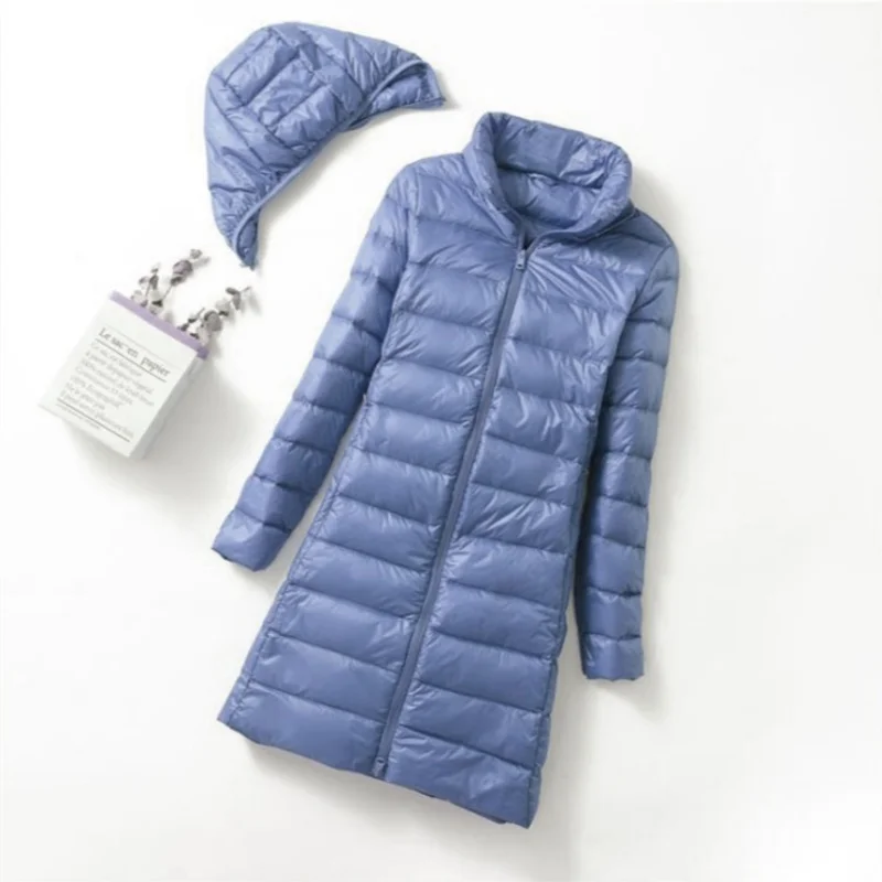 Autumn and Winter Mid-length Vertical Collar Removable Cap Down Jacket Women's Mid-length Korean Style Slim-fit Warm Women's Jac